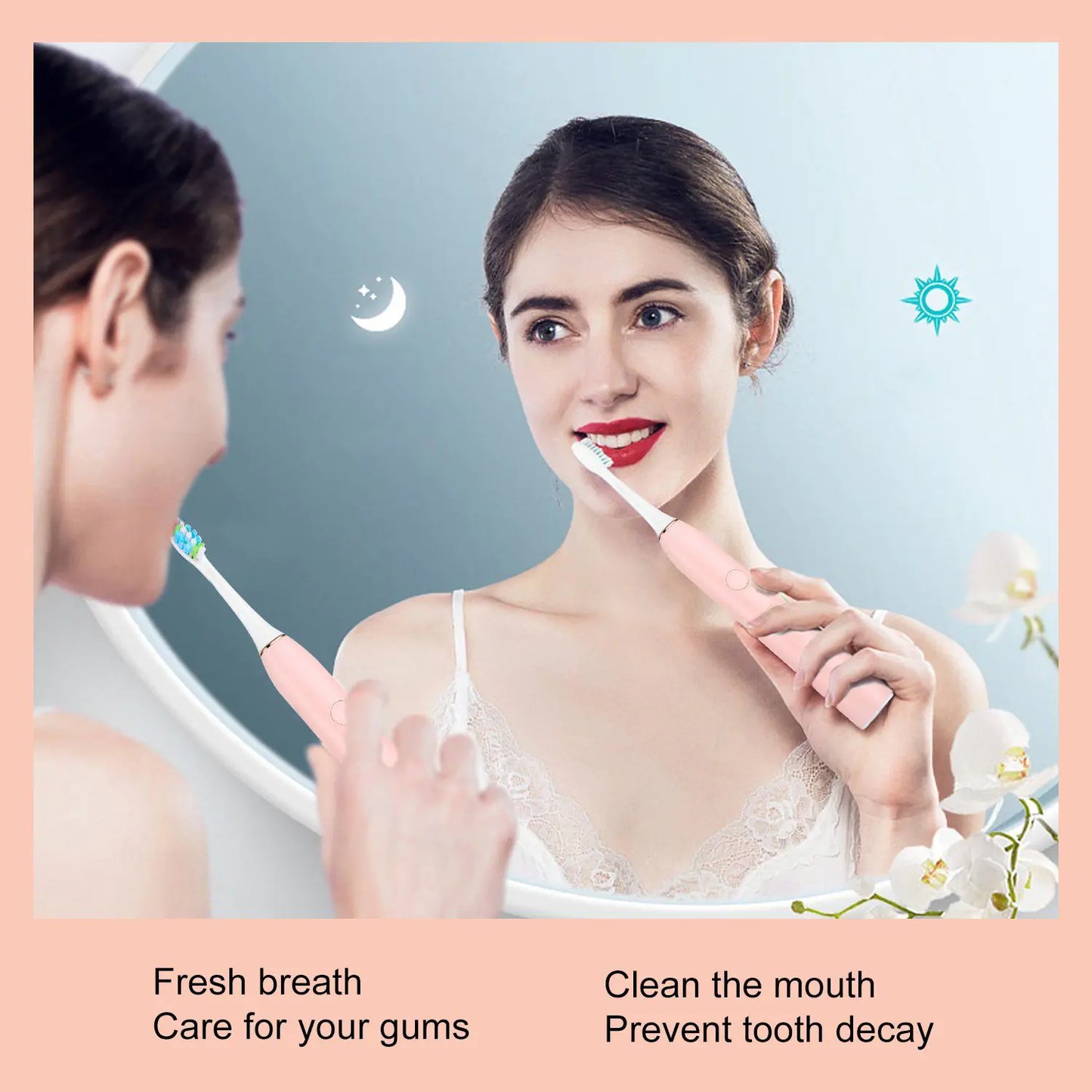 Electric Toothbrush IPX7 With Replacement Heads Set
