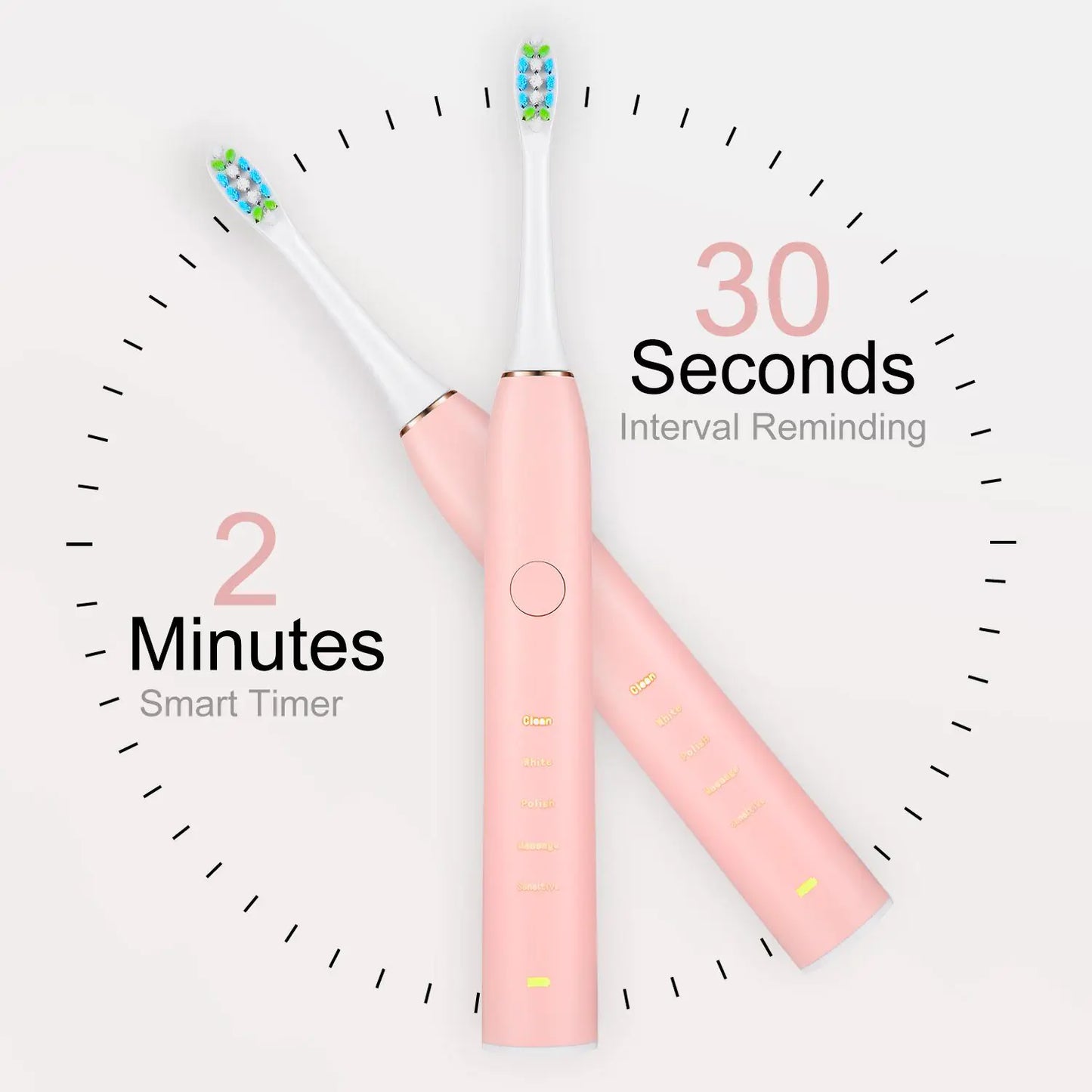 Electric Toothbrush IPX7 With Replacement Heads Set