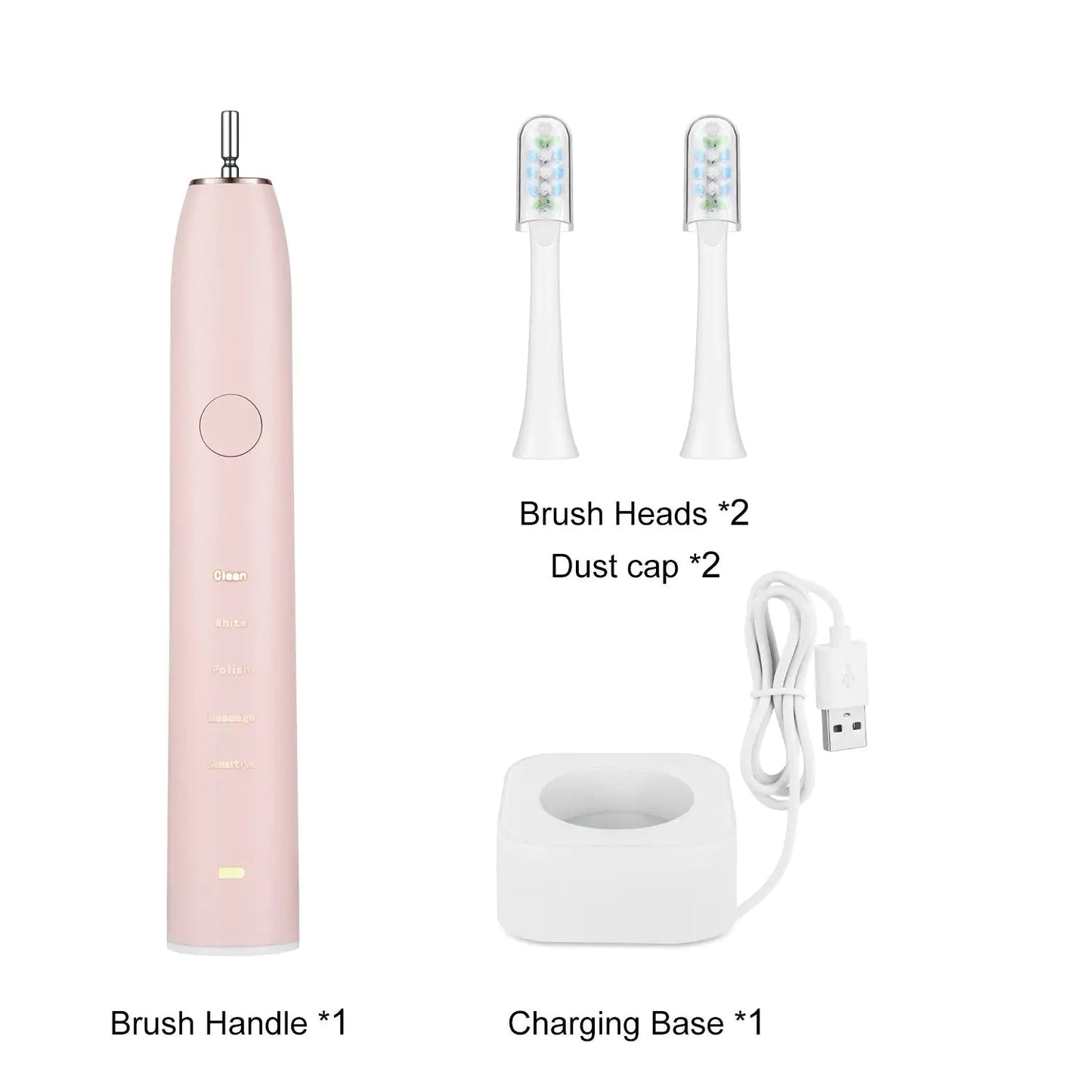 Electric Toothbrush IPX7 With Replacement Heads Set
